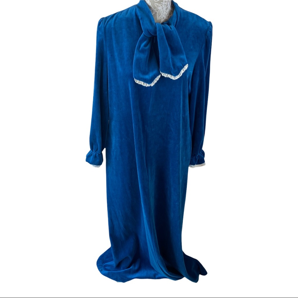 Vintage Teal Blue Green Velour Robe Large Keyloun